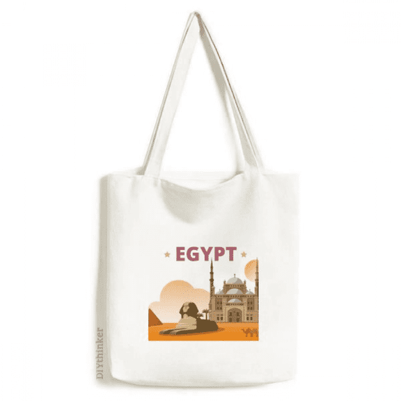 City Pyrad Sphinx Egypt Tote Canvas Bag Shopping Satchel Casual Handbag