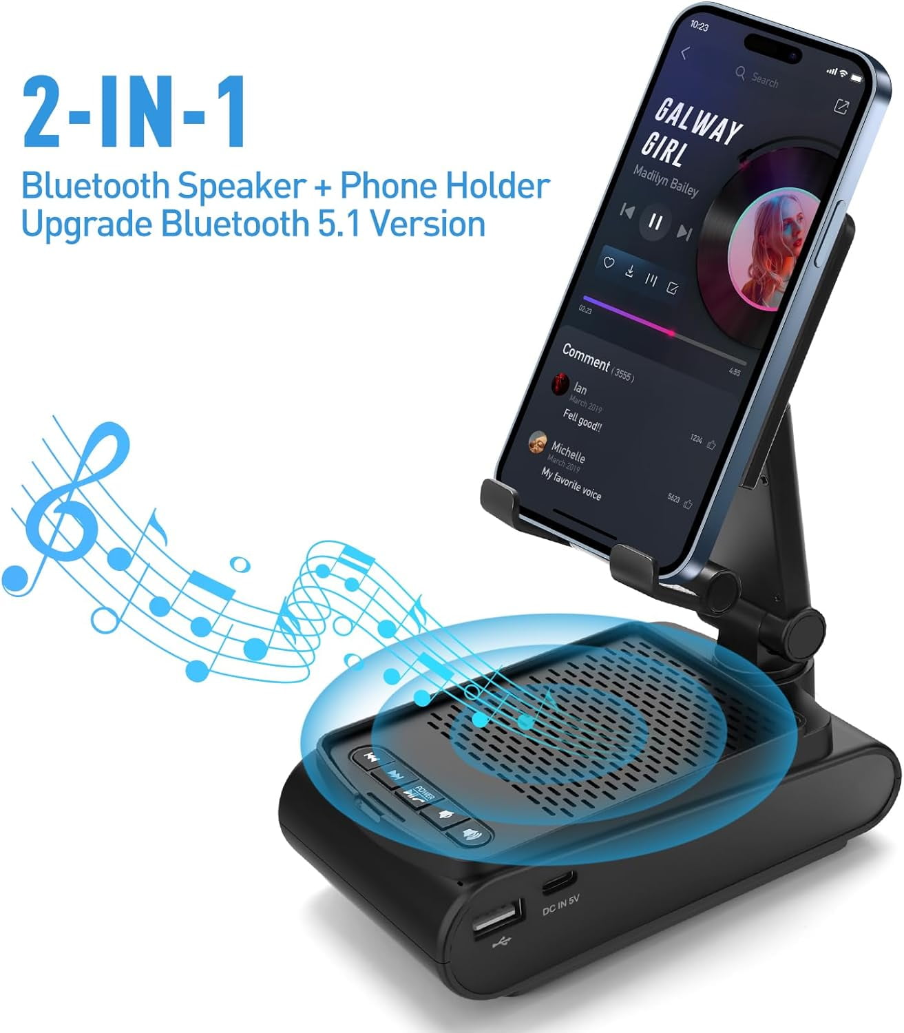 Birthday Gifts for Men, Cell Phone Stand with Wireless Bluetooth Speaker