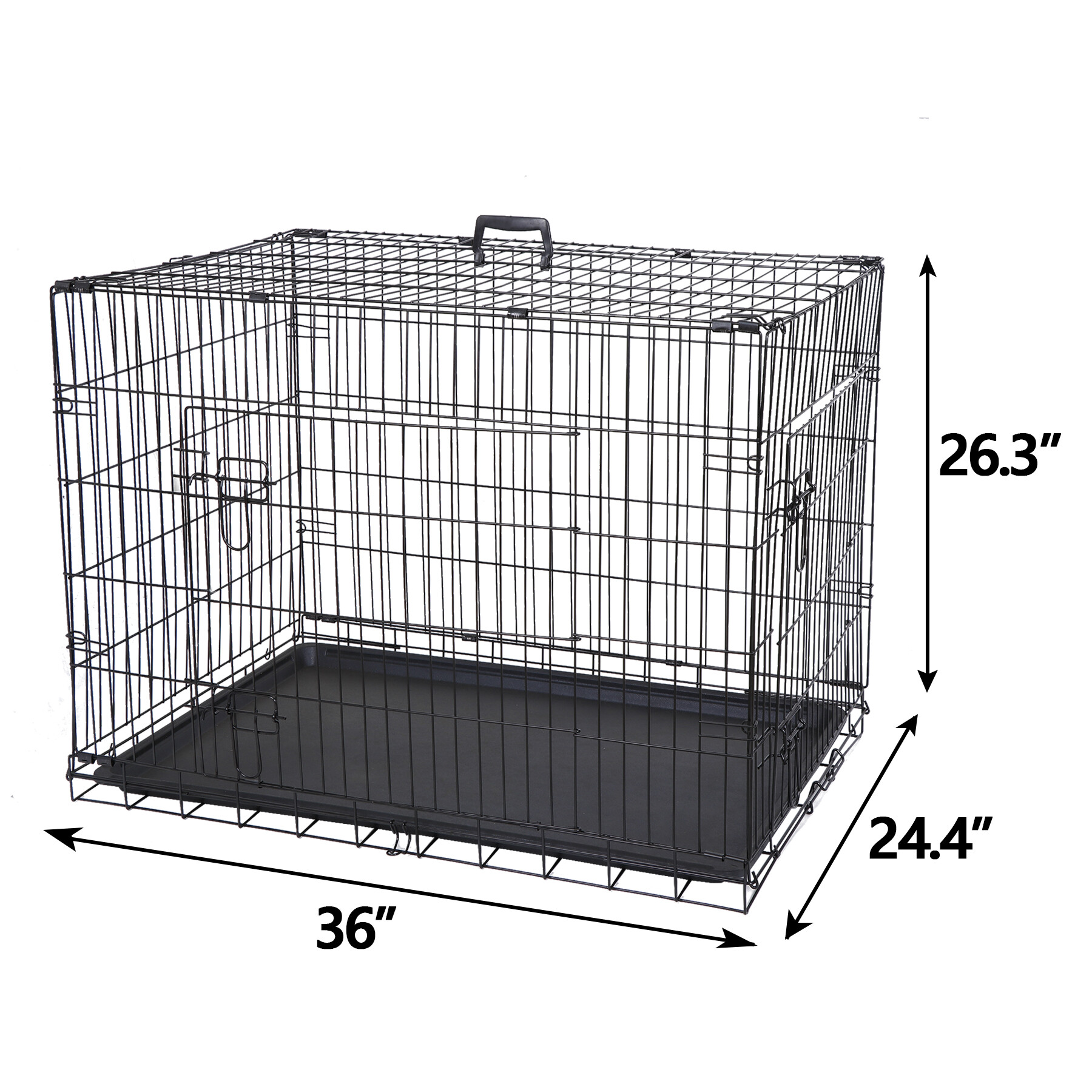 ZenStyle 36" Folding Metal Dog Crate with 2 Doors photo 2