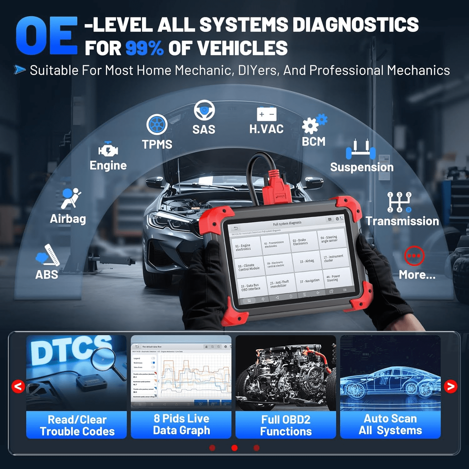 XTOOL D7X OBD2 Scanner Bidirectional Scan Tool, Ai-Assisted Car Scanner with 39+ Resets, Key Fob Pr0grammer, Full System Diagnostic Tool, ECU Cod-ing, 3-Year Free Updates