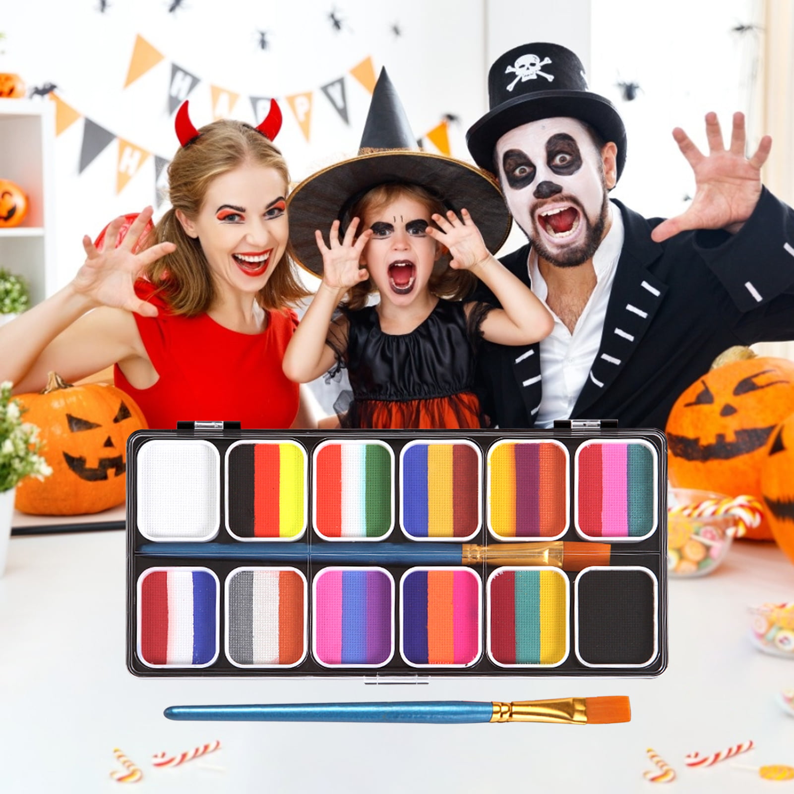 Face Paint Kit For Kids Adults Rainbow Palettes Face Painting Kit Festival  Party Halloween Makeup Body Paint Set With Brush - AliExpress