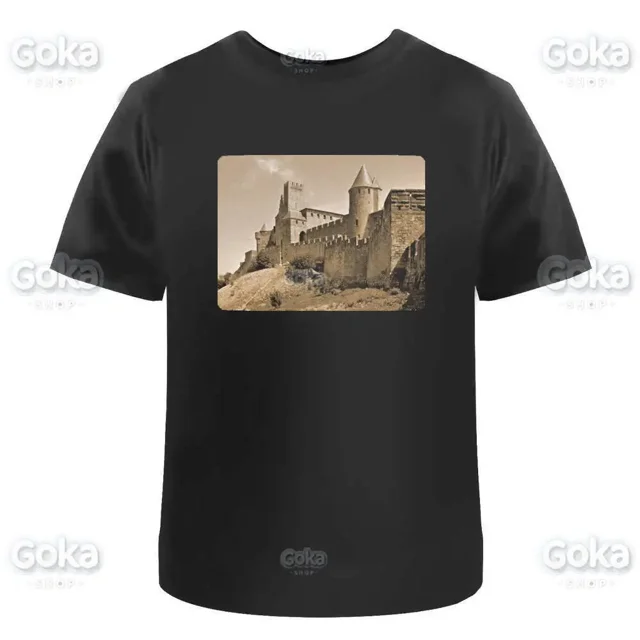 Camisetas gráficas Sepia Walls of Carcassonne ropa para hombre camisetas de algodón para mujer Camiseta estampada Y2K ropa bonita y divertida