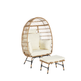 thumbnail image 3 of Modern Rattan Egg Chair, Oversized Large Egg Chairs with Ottoman and Thick Cushions for Porch, Backyard, Balcony,  4 Available Color Cushion, 3 of 7