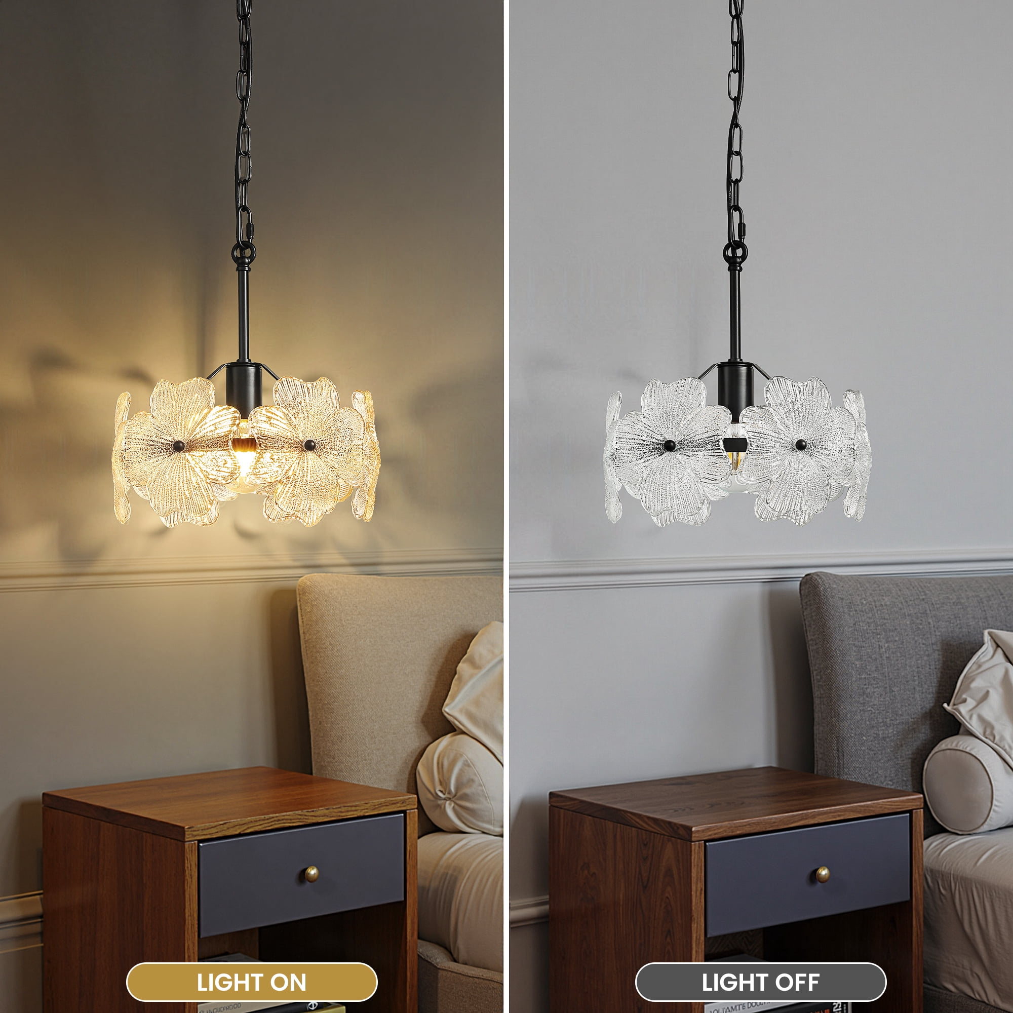 Pendant Light with Petal Glass Lampshade Modern Minimalist Pendant Light Fixture Hanging Island Light for Dining Room Living Room Hallway