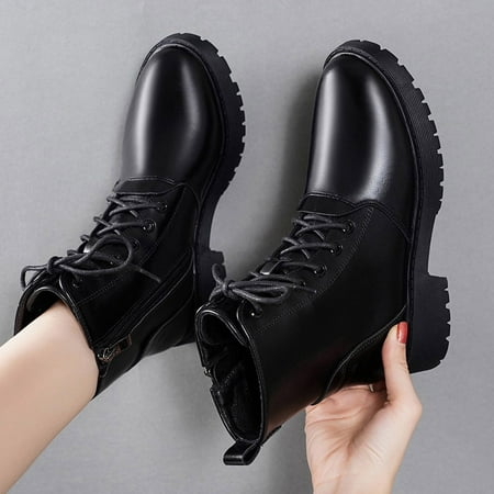 

Cathalem Wide Calf Riding Boots for Women Size 7 Wide Fashion Women Artificial Leather Mid Calf Leather Boots for Women with Heel Black 7