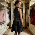 thumbnail image 4 of Ruyang Teen Girls Halter Sleeveless Dresses Ruffle Hem Slim Fit A-Line Swing Dresses Summer Trendy Solid Casual Breathable Skirts, 4 of 7