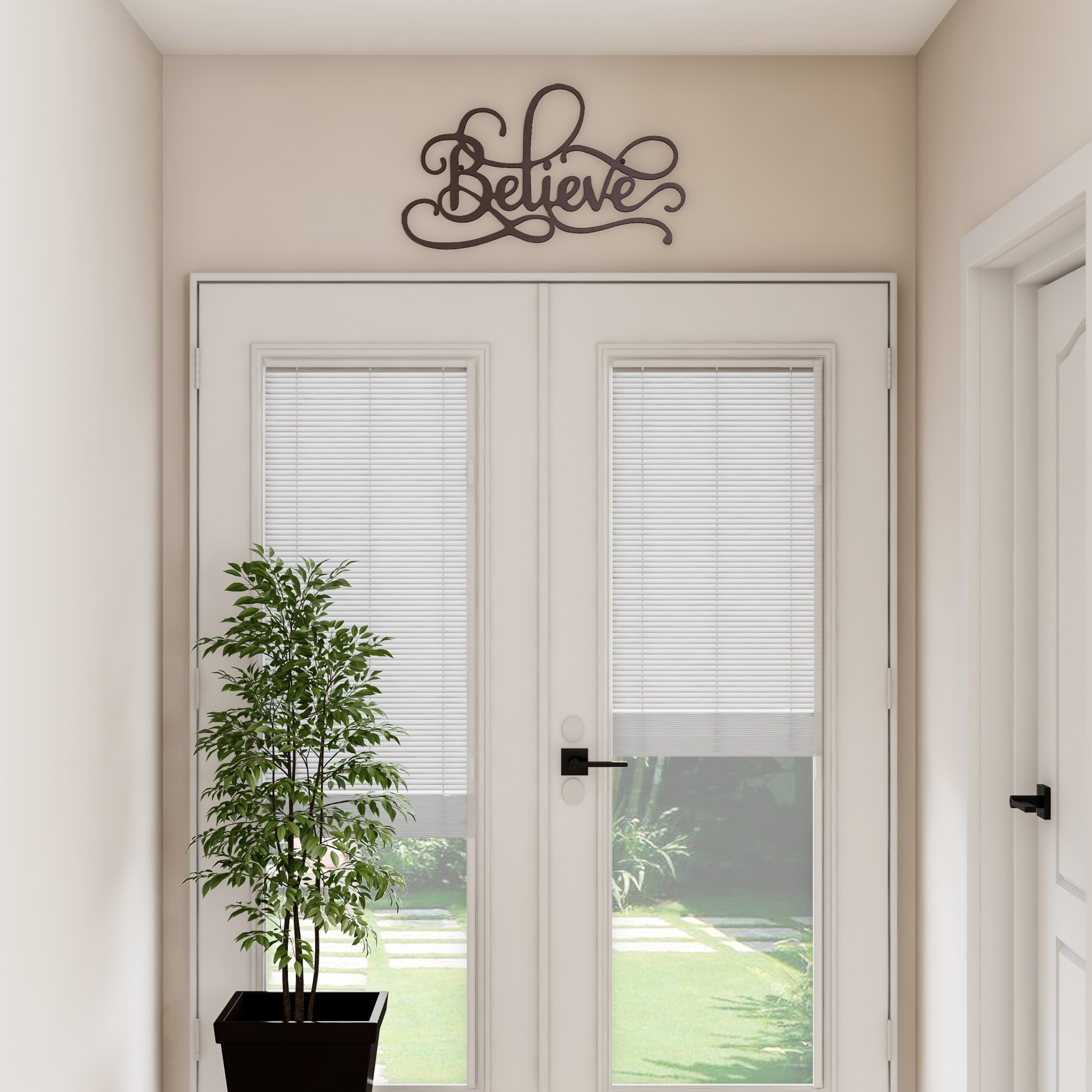 Lavish Home Believe Metal Word Art Wall Decor (Distressed Brown)