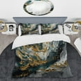 thumbnail image 2 of Designart "Ink On Stone Gold Teal Elegance" Abstract Bedding Covert Set - Modern Gold Transitional Bed Set With 1 Sham, 2 of 6