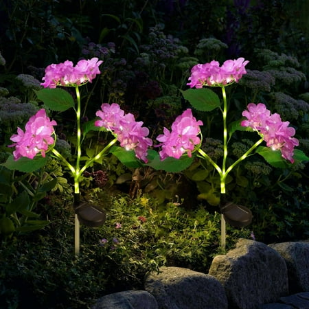 

VEEKI Solar Garden Lights 2 Pack Hydrangea Solar Flowers Lights with Glowing Stems Garden Decor Solar Lights Outdoor Waterproof Decorative Solar Lights for Outside Yard Path Gift for Woman