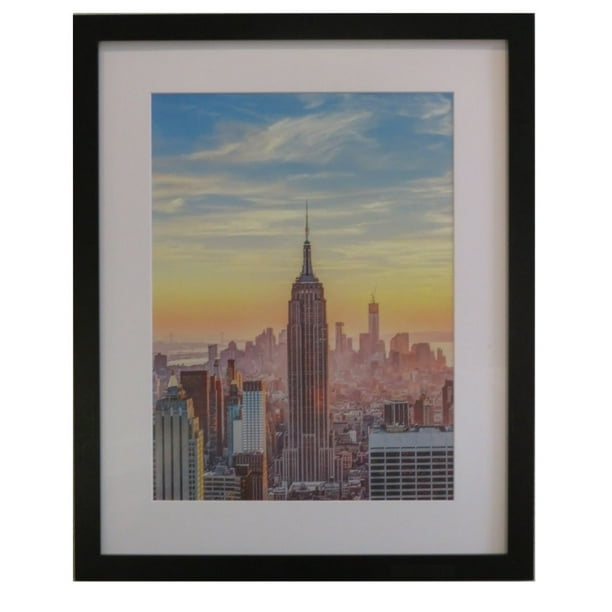 Frame Amo 16x Black Wood Picture Frame White Mat For 12x16 Image 1 Inch Border Walmart Com