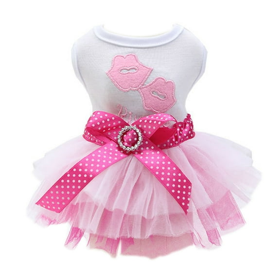Pet Dress Eye-catching Breathable Cotton Pretty Bow Knot Dog Skirt for Summer