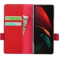 thumbnail image 2 of Galaxy Z Fold 2 5G Genuine Cowhide Leather Wallet Case,Flip Folio Magnetic Buckle Closure,Card Slots Holder,Cash Pockets Cover Case with Kickstand Cases for Samsung Galaxy Z Fold 2,Red, 2 of 7