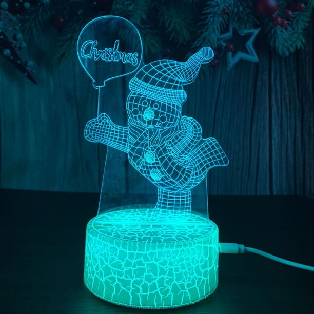 Luz nocturna 3D para Navidad, Halloween, colorida, agrietada, LED táctil
