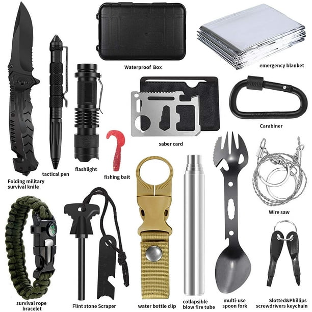 14-in-1 Multifunctional Axe Survival Gear Kit for Outdoor Camping, Hiking,  and Emergency Situations