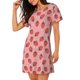 thumbnail image 2 of Fotbe Strawberries Bata de Dormir para Mujer con Estampado, Camisón de Algodón de Manga Corta, Ropa de Dormir Casual, 2 of 6