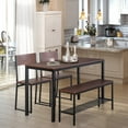 thumbnail image 4 of HOMCOM Industrial 4 Piece Dining Room Table Set with Bench Wooden Kitchen Table and Chairs w/ Storage Rack for Kitchen, Dinette, Black/Brown, 4 of 10