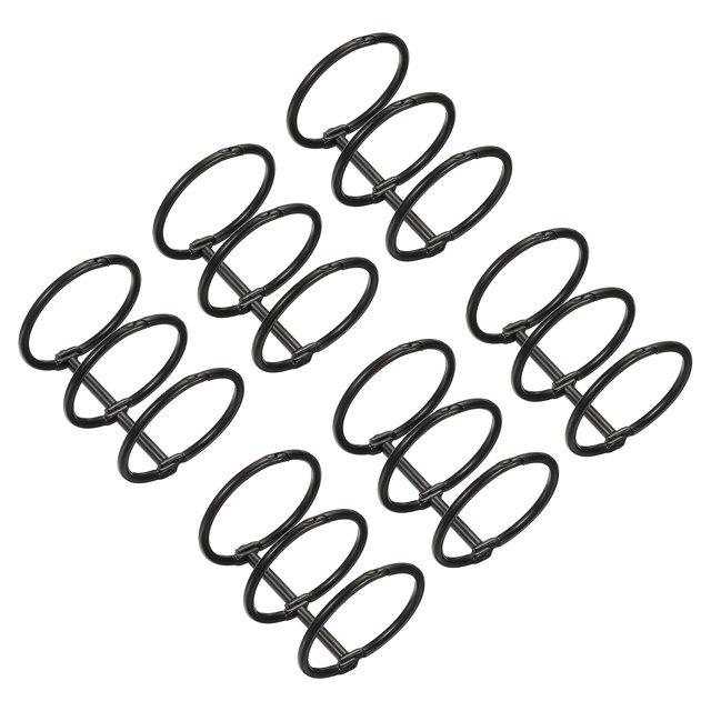 Unique Bargains 1.18' Dia. 3 Circle Detachable Metal Binder Rings Loose Leaf Rings, Black 6 Pack