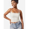 thumbnail image 4 of Women'S Lace Camisole Square Neck Sleeveless Spaghetti Strap Basic Tank Top Cream White S, 4 of 6