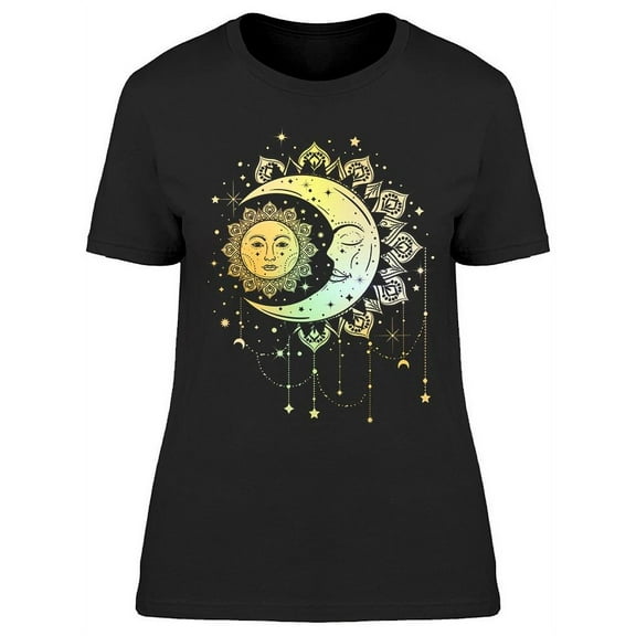 Vintage Boho Moon T-Shirt Women -Image by Shutterstock, Female Large