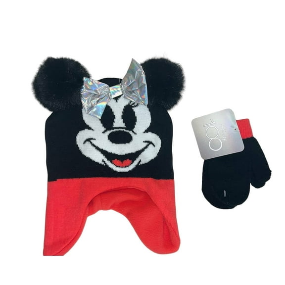 Disney's 100th Anniversary Toddler Pom Poms and Bow Hat and Glove Set, Multicolor