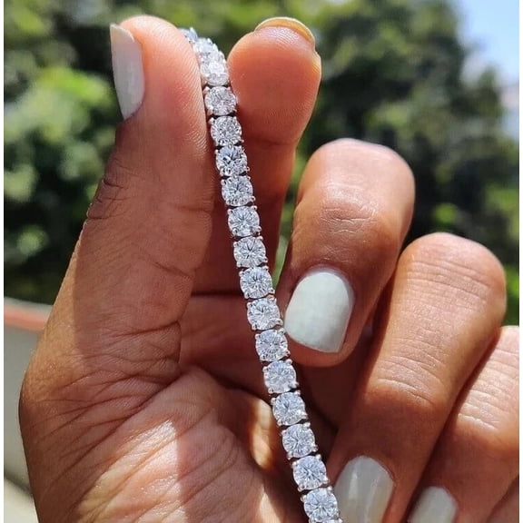 4MM Round Cut Lab Created Diamond Women's Tennis Bracelet 14K White Gold Plated