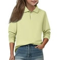 thumbnail image 2 of Girls School Uniform Long Sleeve Polo Shirt Kids Golf Polo Shirts Beige 150, 2 of 5