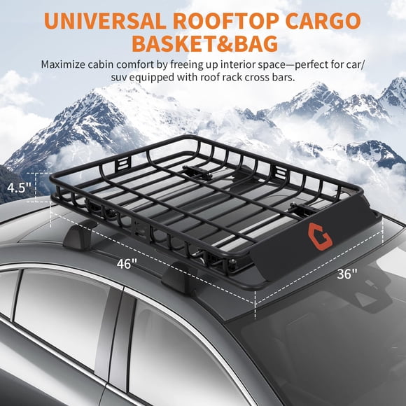 Cherish ExploreHorizon Roof Rack Cargo Basket for Trucks & SUVs | 46"x36"x4.5" | 200LB Load Capacity with Reinforced Cargo Net | Heavy-Duty Steel Universal Fit, Durable Storage