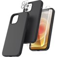 thumbnail image 1 of TOCOL Funda 5 en 1 para iPhone 13, con 2 protectores de pantalla + 2 protectores de lente de cámara, funda de silicona líquida para iPhone 13, azul medianoche, 1 of 4