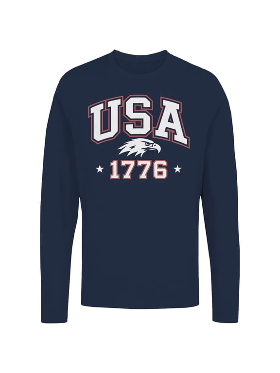 Smartprints USA 1776 Patriotic Eagle Women's Long Sleeve Shirt, Navy, 4XL