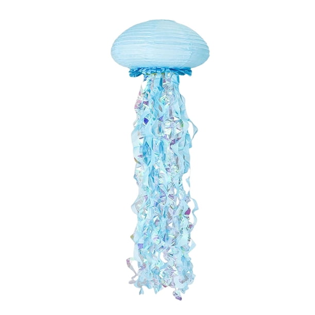 Linterna de papel de medusa con temática marina, decoración brillante y hermosa para fiesta bajo el mar Azul
