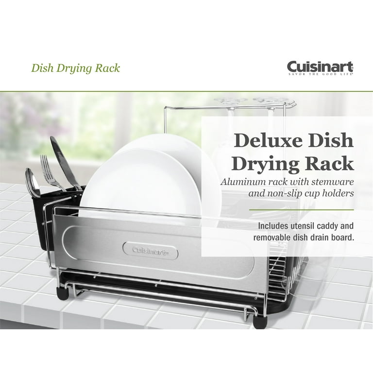 Cuisinart Stainless Steel Dish Drying Rack – Includes Wire Dish Drying  Rack, Utensil Caddy, Draining Board, Stemware Holder, and Non-Slip Cup  Holders