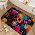 thumbnail image 3 of 1pc Sugar Skull with Flowers Absorbent Non-Slip Bathroom Thickened Flannel Rug Decor,Soft,Quick Drying,Suitable For Indoor/outdoor Use,Bathrooms,Bedrooms,Kitchens,Terrace,Laundry Rooms,16"x24", 3 of 9