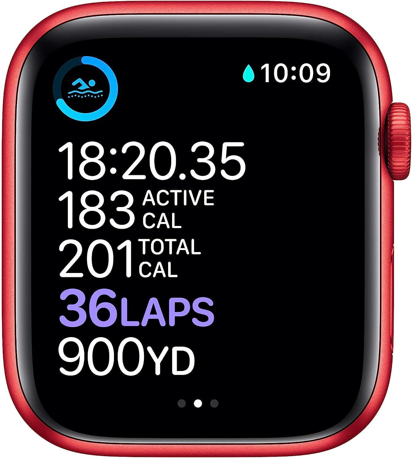 Restored Apple Watch Series 6 (GPS + Cellular, 40 mm) Red Aluminum Case with Red Sport Band Bundle 5 Bonus Bands, Charging Stand, Screen Protector, & 2 amp charger (Refurbished)
