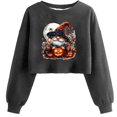 thumbnail image 2 of Cropped Halloween Sweatshirts for Women 2025 Long Sleeve Crewneck Spooky Cute Graphic Sweatshirt Pullover Tops, 2 of 4