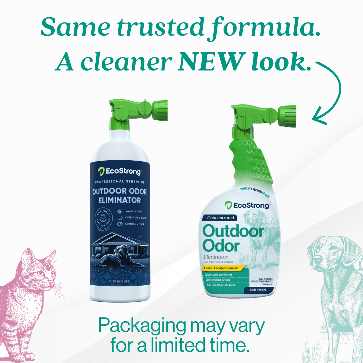 Eco Strong Outdoor Odor Eliminator: Dog and Cat Deodorizing Spray, Eucalyptus Scent, 32 oz Bottle