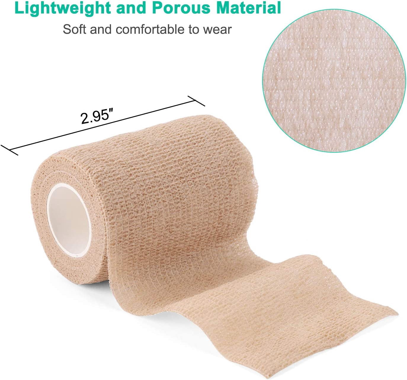 Self-Adhesive Cohesive Wrap Bandage Flexible Stretch Tape Athletic Strong Elastic First Aid Wrap Bandages for Wrist & Hand, Ankle Sprains, Swelling 6 Packs, 3Inch X 5Yards
