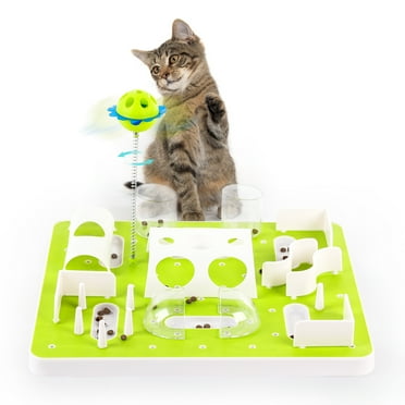 All For Paws Interactive Cat Puzzle Feeder Toy, Kitty Slow Feeding Toy for Mental Stimulation & IQ Training, Maze with Ball