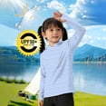thumbnail image 5 of Riecok Boys Girls Rash Guard Shirt Long Sleeve Sun Protection Pullover Breathable Hooded Tops Hiking Workout Clothes Blue 160, 5 of 6
