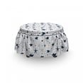 thumbnail image 3 of Doodle Ottoman Cover, Stars Little Spots Sketchy, 2 Piece Slipcover Set with Ruffle Skirt for Square Round Cube Footstool Decorative Home Accent, Standard Size, Dark Violet Blue White, by Ambesonne, 3 of 5