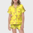 thumbnail image 2 of FYDUU Girls Christmas Pajamas 2 Piece Set Bow Print Short Sleeve Top And Shorts Casual Pajamas Toddler Kids Sleepwear Nightwear Loungewear Girls Stylish Outfits, 2 of 4