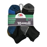 Fruit of the Loom Boys Zone Cushion Ankle Socks 10 Pack Black Assorted ...