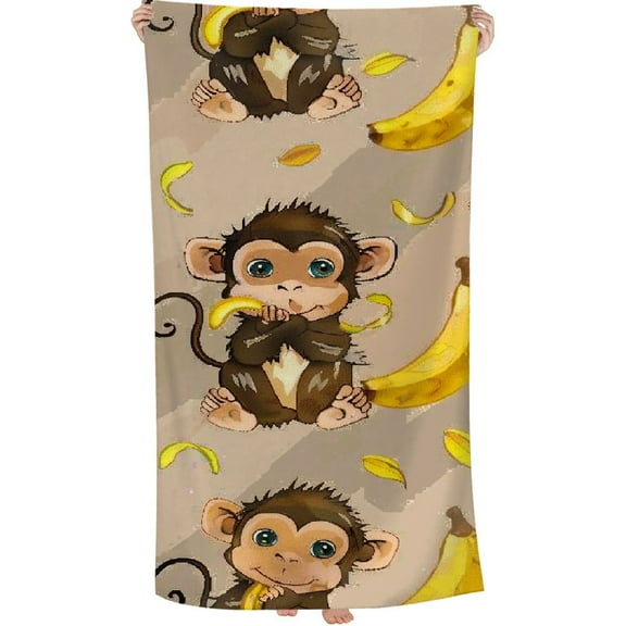 PHYHOO Beach Towel Bath Towel Cute Monkey Print Microfiber Towel Sand-Free Beach Towel Quick Dry Pool Towel Ultra Absorbent Towel Lightweight Shower Towel for Bathroom Outdoor Swimming 30x60in
