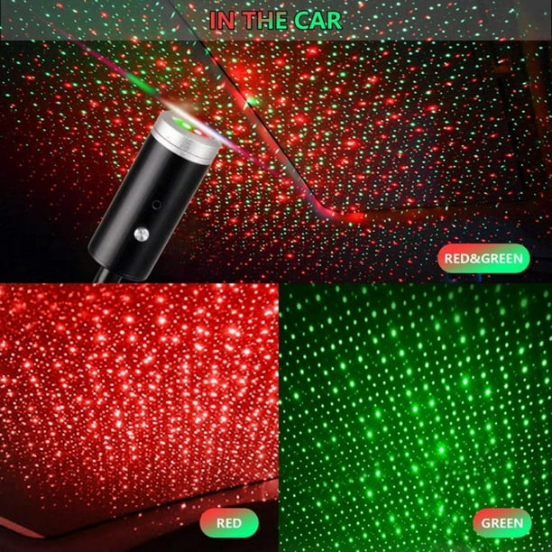 USB Car Roof Star Projector Night Light, 3 Color 7 Lighting Effects, Adjustable Romantic