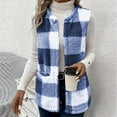 thumbnail image 3 of Kovlvoll Sherpa Vests for Women Casual Plaid Sleeveless Open Front Cardigan Jackets Fall Winter Fuzzy Warm Coat Tops with Pockets, 3 of 7