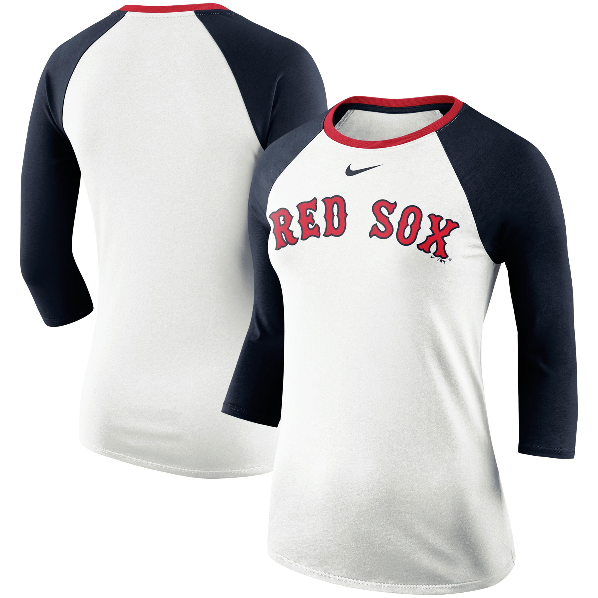 Boston Red Sox Nike Women's TriBlend Raglan 3/4Sleeve TShirt White