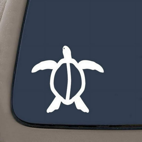 Hawaiian Honu Sea Turtle Decal Sticker | 5.5-Inches | White Vinyl Decal | Car Truck Van SUV Laptop Macbook Wall Decals