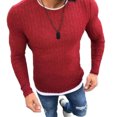 thumbnail image 2 of Koszal Mode Hommes Col Rond Manches Longues Patchwork Pull Tricoté Slim, 2 of 6