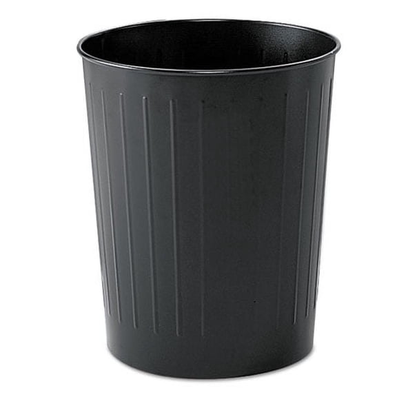 Round Wastebasket, Steel, 23.5 Qt, Black | Bundle of 2 Each