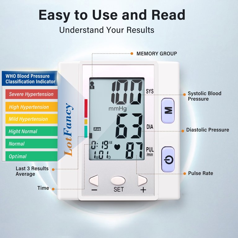 Wrist Blood Pressure Monitor Bp Monitor Large LCD Display 5.3-8.5in for Home  Use