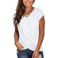 thumbnail image 6 of Women's Short Sleeve Round Neck T Shirt Front Twist Tunic Tops Casual Loose Fitted, 6 of 10